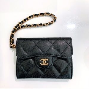 Chanel 21P classic cardholder with chain
